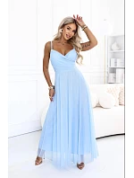 maxi šaty na ramínka s výstřihem do V – světle modré model 22266653 - numoco basic maxi šaty na ramínka s výstřihem do V – světle modré model 22266653 - numoco basic