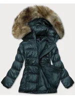 Tmavě zelená dámská prošívaná bunda pro předhodné období (H-205)