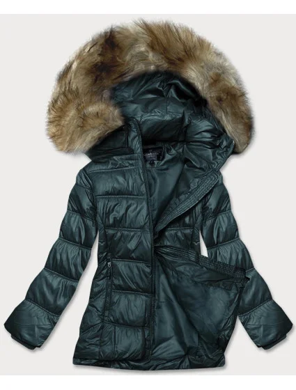 Tmavě zelená dámská prošívaná bunda pro předhodné období (H-205)