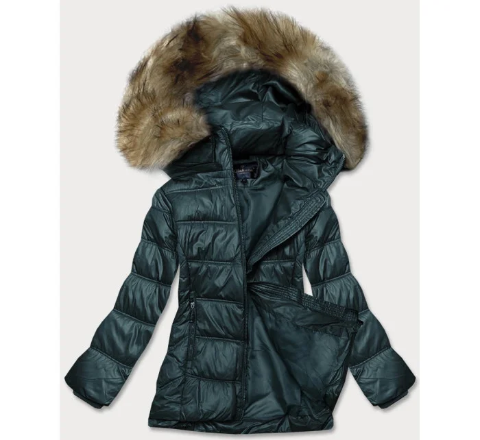 Tmavě zelená dámská prošívaná bunda pro předhodné období (H-205)