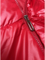 Červená péřová vesta s odepínací kapucí (B8247-4)