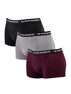 Le Coq Sportif pánské boxerky 3PAK černé šedé vínové