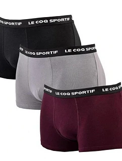 Le Coq Sportif pánské boxerky 3PAK černé šedé vínové