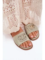 Ploché Dámské Pantofle S Ozdobným Detalem Zelené model 21699585 - Boto Ploché Dámské Pantofle S Ozdobným Detalem Zelené model 21699585 - Boto