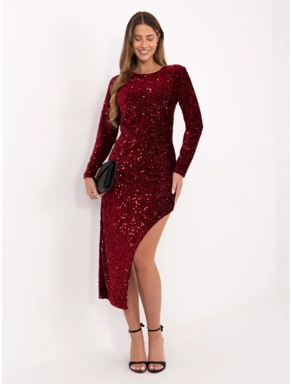 Sukienka IT SK model 21488853 bordowy - FPrice Sukienka IT SK model 21488853 bordowy - FPrice