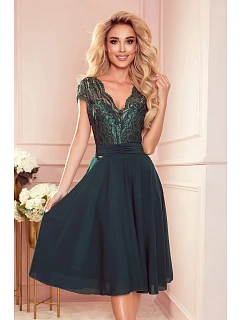 Dámské šifonové šaty LINDA 381-2 zelené - Numoco