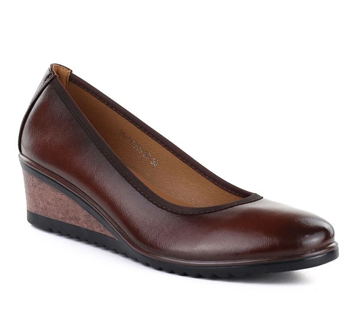 Dámské polobotky na podpatku hnědé model 22097259 - VINCEZA