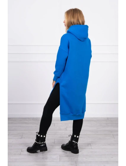 Zateplená halenka s bočními rozparky chrpově modrá Zateplená halenka s bočními rozparky chrpově modrá