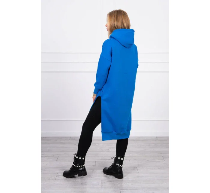 Zateplená halenka s bočními rozparky chrpově modrá Zateplená halenka s bočními rozparky chrpově modrá