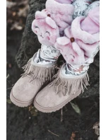 Ocieplené Botky Sněžky Dětské Se Zdobnými Frézami Bežové Nimia