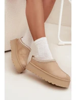 Nízké dámské sněhule s výšivkou na platformě světle béžové model 21676491 - Boto