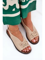 Sandály Na Ploché Podpatky S Dekorací Eko Kůže Béžové model 21685875 - Boto Sandály Na Ploché Podpatky S Dekorací Eko Kůže Béžové model 21685875 - Boto