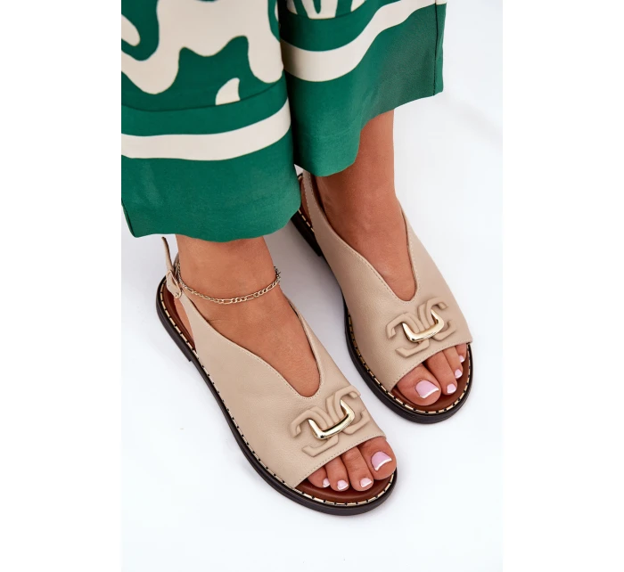 Sandály Na Ploché Podpatky S Dekorací Eko Kůže Béžové model 21685875 - Boto Sandály Na Ploché Podpatky S Dekorací Eko Kůže Béžové model 21685875 - Boto