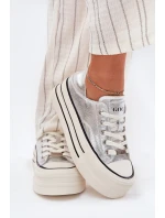 Dámské Kožené Tenisky Na Platformě GOE RR2N4108 Stříbrné