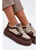 Dámské sneakersy na platformě Big Star SS274356 leopardí hnědo-bežové Dámské sneakersy na platformě Big Star SS274356 leopardí hnědo-bežové