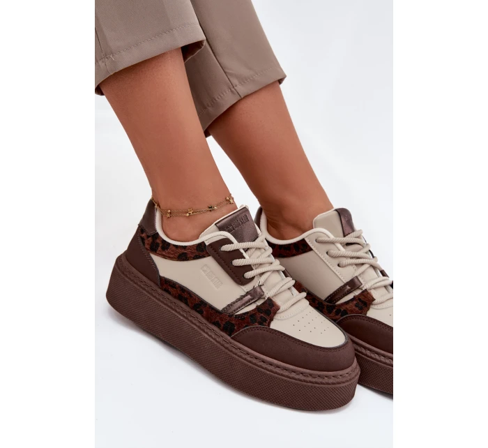 Dámské sneakersy na platformě Big Star SS274356 leopardí hnědo-bežové Dámské sneakersy na platformě Big Star SS274356 leopardí hnědo-bežové