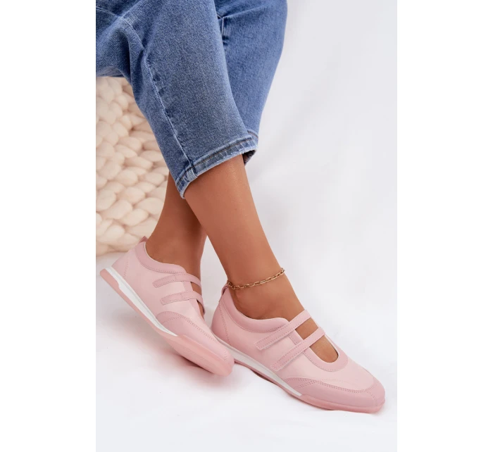 Sportovní dámské baleríny s pásky Růžové model 21956192 - Boto Sportovní dámské baleríny s pásky Růžové model 21956192 - Boto