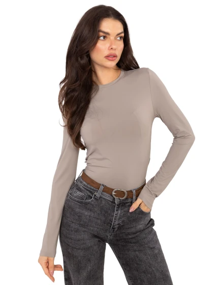 Bluzka model 21789127 ciemny bezowy - FPrice Bluzka model 21789127 ciemny bezowy - FPrice