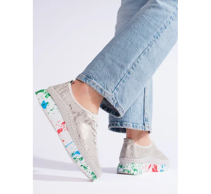 Krásné zlaté polobotky dámské bez podpatku Krásné zlaté polobotky dámské bez podpatku