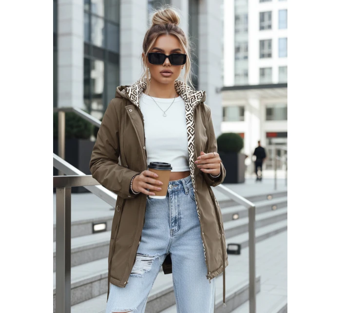 Kurtka parka damska z odpinanym kapturem khaki FashionStreet TY5451