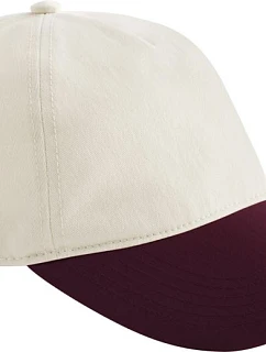 Beechfield B 67 5 panelová kontrastní kšiltovka 53.0067 natural/burgundy