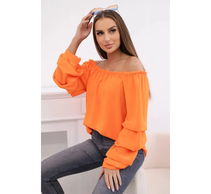 Španělská halenka s ozdobnými rukávy pomeranč