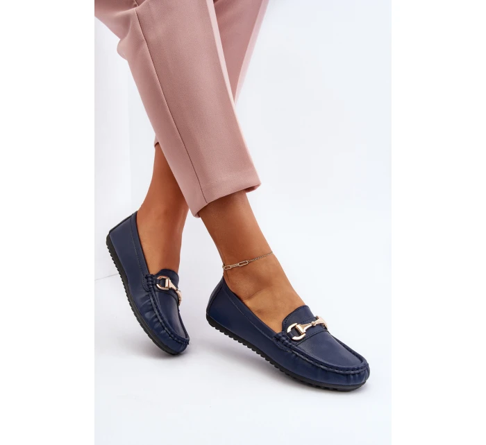 Dámské klasické mokasíny z ekokože v tmavě modré model 21651212 - Boto