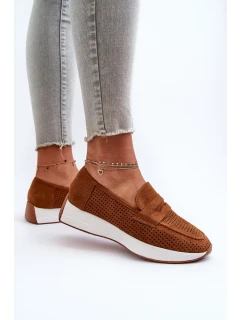 Dámské mokasíny na platformě z semiše Camel model 21656664 - Boto