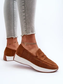 Dámské mokasíny na platformě z semiše Camel model 21656664 - Boto