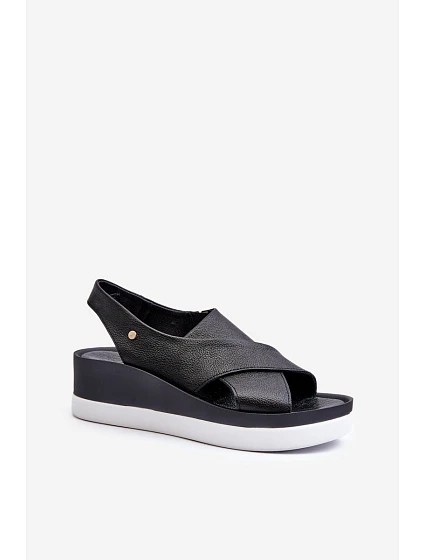 Kožené sandály na černé model 21659210 - Zazoo