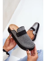 Dámské pantofle zdobené zirkony na platformě černé model 21683239 - Boto Dámské pantofle zdobené zirkony na platformě černé model 21683239 - Boto