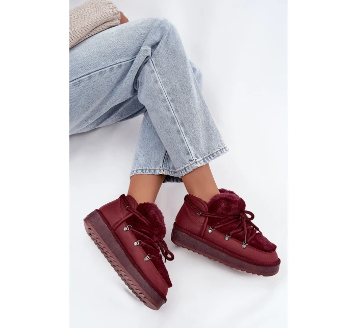 Nízké sněhule na platformě s kožíškem D.Franklin DFSH370011 bordové