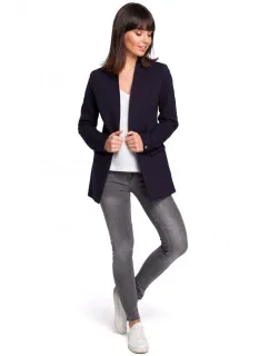 B102 Otevřené sako z bavlněné příze - tmavě modré