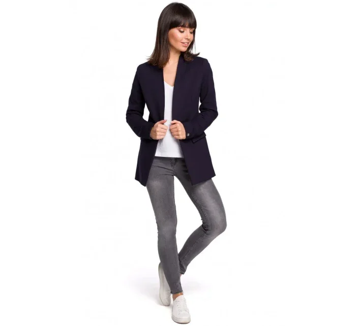 B102 Otevřené sako z bavlněné příze - tmavě modré