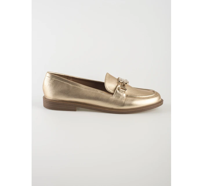 Klasické dámské mokasíny zlaté na plochém podpatku Klasické dámské mokasíny zlaté na plochém podpatku