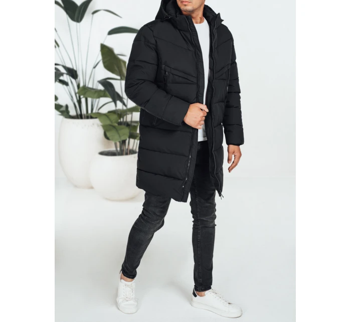 Pánská zimní bunda s kapucí černá prošívaná TX5070
