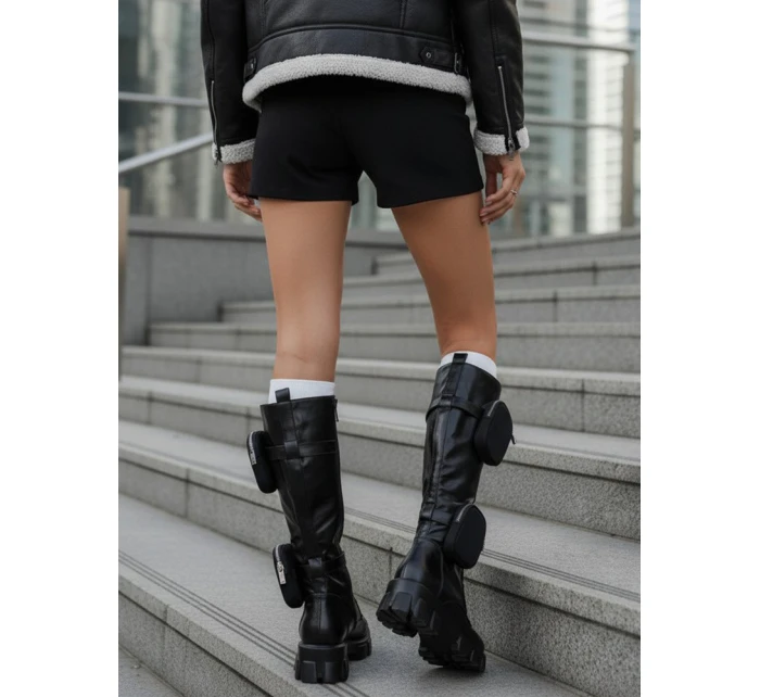 Dámské traperské boty černé FashionStreet ZY1326 Dámské traperské boty černé FashionStreet ZY1326