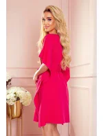 SOFIA - Dámské motýlkové šaty v malinové barvě se zavazováním v pase 287-17 SOFIA - Dámské motýlkové šaty v malinové barvě se zavazováním v pase 287-17