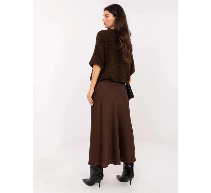Hnědá saténová maxi sukně model 21756287 - Factory Price