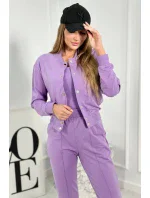 Set 3 v 1 mikina s cvočky + top + kalhoty fialka