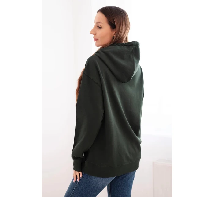 Dámská mikina s kapucí a klokankou z bavlny tmavě zelená Dámská mikina s kapucí a klokankou z bavlny tmavě zelená