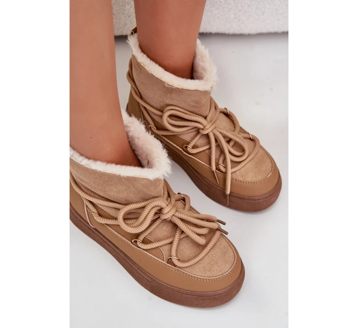 Dámské Sněhule Na Platformě Zateplené Kožíškem Camel model 21679641 - Boto Dámské Sněhule Na Platformě Zateplené Kožíškem Camel model 21679641 - Boto
