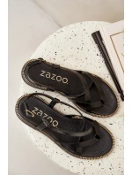 Kožené Ploché Sandály S Propletenými Pásky Zazoo 40429 Černé