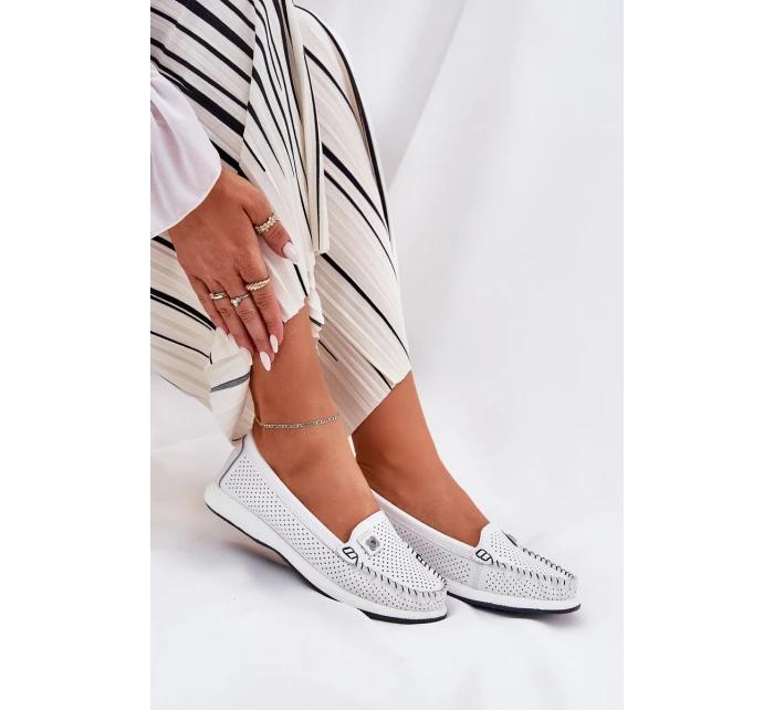 Dámské Kožené Mokasíny S.Barski LR51-673 Bílé