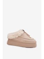 Dámské zimní boty s kožíškem na platformě béžové model 21714853 - Boto Dámské zimní boty s kožíškem na platformě béžové model 21714853 - Boto