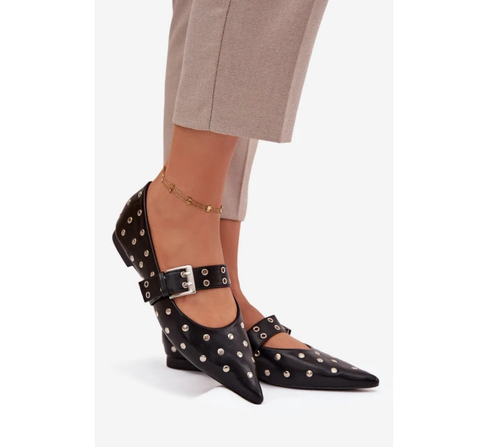 Baletky s korálky a sponou Eko kůže Černé model 21757705 - Boto