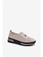 Dámské pohodlné boty z pravé kůže S.Barski LR61-7092 Béžové