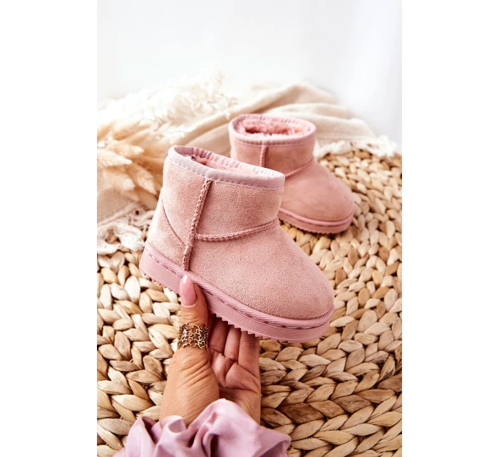 Dětské Teplé Sněhule Semišové Růžové Gooby Dětské Teplé Sněhule Semišové Růžové Gooby