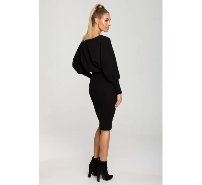 M690 Kombinované pletené šaty - černé M690 Kombinované pletené šaty - černé
