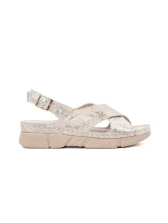 Praktické  sandály dámské Jasnobeżowy na plochém podpatku